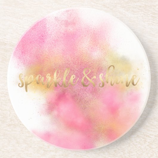 Glitzy Pink Gold Sparkle und Shine Sandstein Untersetzer (Vorne)