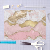 Glitzy Pink White Marble Gold Glitter Birthday Seidenpapier (Handwerk)