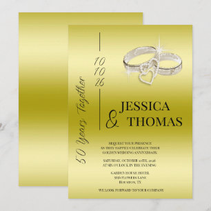 Glitzy Posh 50th Golden Wedding Jubiläum Einladung