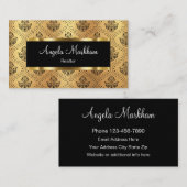 Glitzy Realtor Damask Muster Visitenkarte (Vorne/Hinten)
