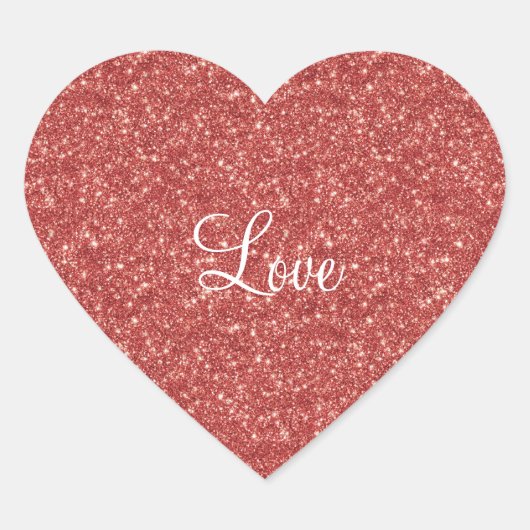 Glitzy Red Glitter Love Herz-Aufkleber (Vorderseite)