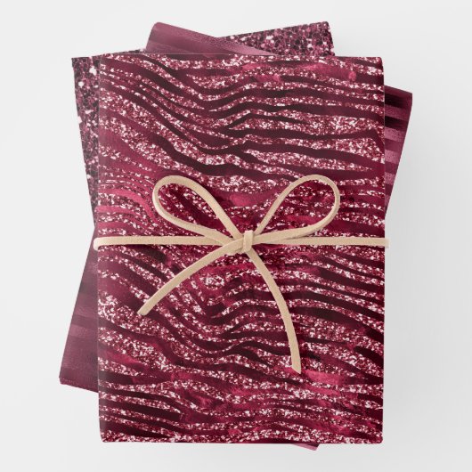 Glitzy Red Glitzer Animal Print Geschenkpapier Set (Beispiel)