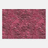 Glitzy Red Glitzer Animal Print Geschenkpapier Set (Vorderseite)