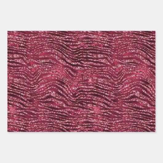Glitzy Red Glitzer Animal Print Geschenkpapier Set (Vorderseite)