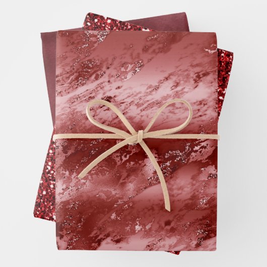 Glitzy Red Ombre Marble Geschenkpapier Set (Beispiel)