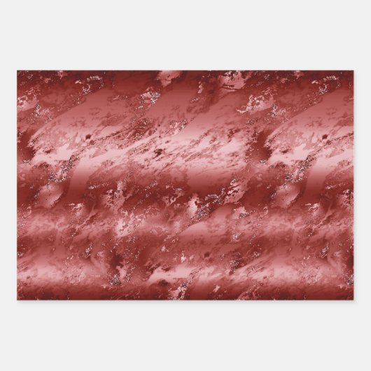 Glitzy Red Ombre Marble Geschenkpapier Set (Vorderseite)
