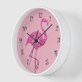 Glitzy-rosa Flamingo-Wanddekor Uhr (Winkel)