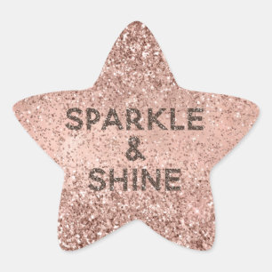 Glitzy Rose Gold Blush Pink Sparkone Glitzer Stern-Aufkleber