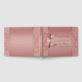 Glitzy Rose Gold Bow & Gem Birthday Party Gästebuch (Voll)