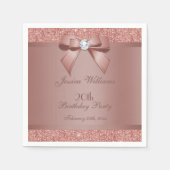 Glitzy Rose Gold Bow & Gem Birthday Party Serviette (Vorderseite)
