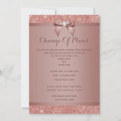 Glitzy Rose Gold Bow & Gem Wechsel Pläne Einladung (Rückseite)