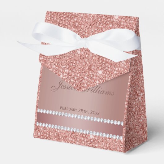 Glitzy Rose Gold & Diamond Gem Birthday Party Geschenkschachtel (Vorderseite)