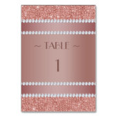 Glitzy Rose Gold & Diamond Gem Birthday Party Tischnummer (Rückseite)
