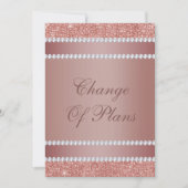 Glitzy Rose Gold & Diamond Gem Planwechsel Einladung (Vorderseite)