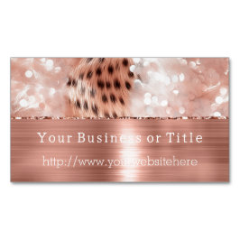Glitzy Rose Gold Sparkah Cheetah Magnetische Visitenkarte