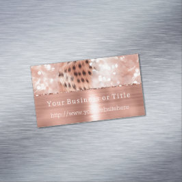 Glitzy Rose Gold Sparkah Cheetah Magnetische Visitenkarte
