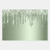 Glitzy Sage Green Sparkle Glitzer Tropfen Geburtst Geschenkpapier Set (Vorderseite)