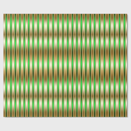 Glitzy Shiny Gold und grüne Streifen Geschenkpapier (Flach)