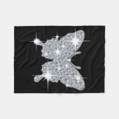 Glitzy silber funkelnde Diamantschmetterling Fleecedecke (Vorderseite (Horizontal))