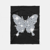 Glitzy silber funkelnde Diamantschmetterling Fleecedecke (Vorderseite)