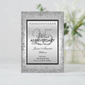 Glitzy Silver & Black 25. Hochzeitstag (Stehend Vorderseite)