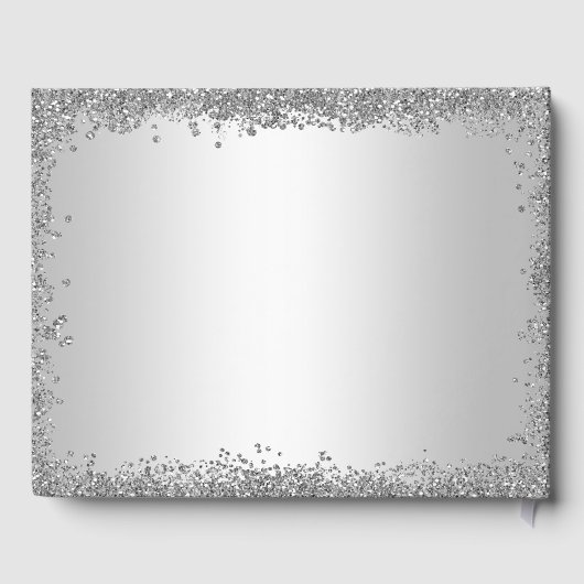 Glitzy Silver & Black 25. Hochzeitstag Gästebuch (Rückseite)