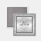Glitzy Silver & Black 25. Hochzeitstag Magnet (Vorderseite/Rückseite)