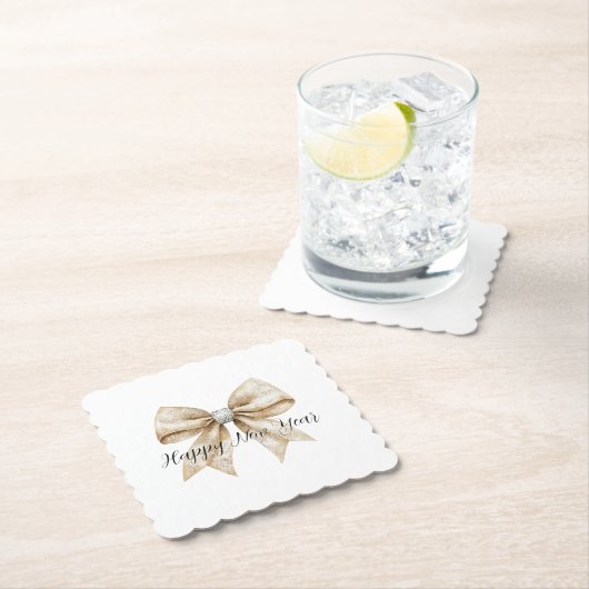 Glitzy Silver Cream Bow New Year's Eve Untersetzer (Vor Ort)