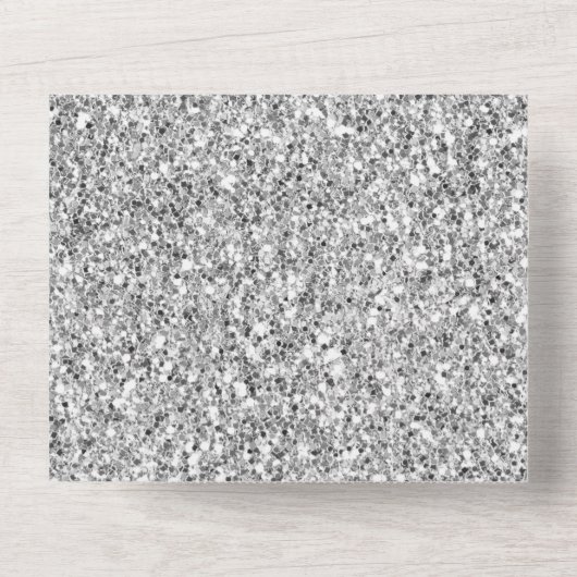 Glitzy Silver Glitzer All In One Einladung (Rückseite)