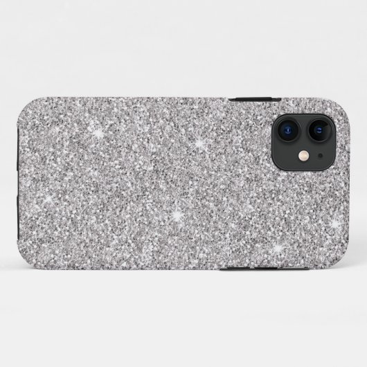 Glitzy Silver Glitzer Case-Mate iPhone Hülle (Rückseite (Horizontal))