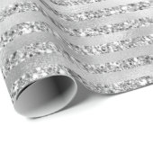 Glitzy Silver Glitzer Streifen Geschenkpapier (Rolleneckpunkt)