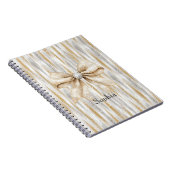Glitzy Silver Gold Stripes Cream Bow Notizblock (Rechte Seite)