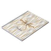 Glitzy Silver Gold Stripes Cream Bow Notizblock (Linke Seite)
