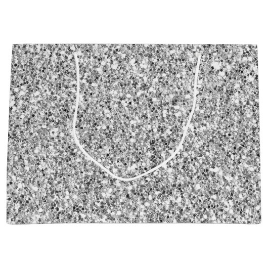 Glitzy Silver Imitats Glitzer Große Geschenktüte (Vorderseite)