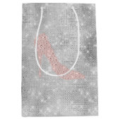 Glitzy Silver Pink Diamond Heelse Mittlere Geschenktüte (Vorderseite)