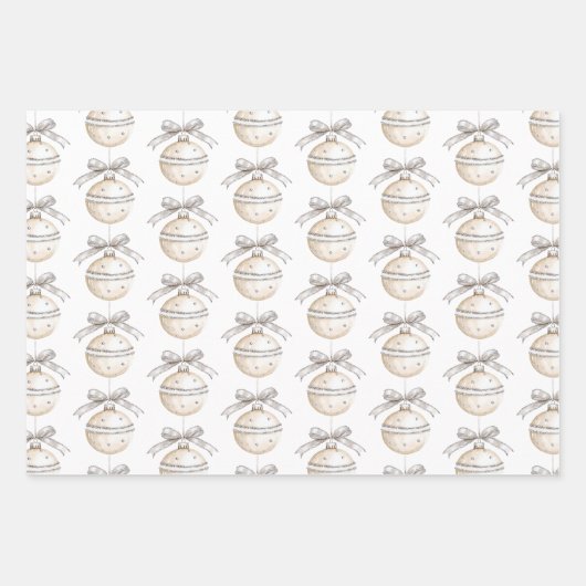 Glitzy Silver Santa Hats Bows Ornaments Christmas Geschenkpapier Set (Vorderseite 3)