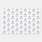 Glitzy Silver Santa Hats Bows Ornaments Christmas Geschenkpapier Set (Vorderseite)