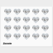 Glitzy Silver Sparkle Wedding Herz-Aufkleber (Blatt)