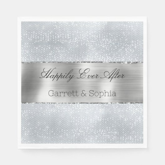 Glitzy Silver Sparkle Wedding Serviette (Vorderseite)