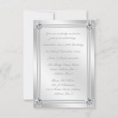 Glitzy Silver und Diamonds Look 90. Geburtstag Einladung (Rückseite)