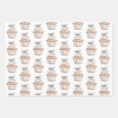 Glitzy Silver White Cupcakes Bow Birthday Geschenkpapier Set (Vorderseite)