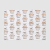 Glitzy Silver White Cupcakes Bow Birthday Seidenpapier (Vorderseite)