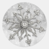 Glitzy Snowflake Weihnachtskleber Runder Aufkleber (Vorderseite)