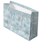 Glitzy Snowflakes Holiday Gift Bag Große Geschenktüte (Vorderseite Schrägansicht)