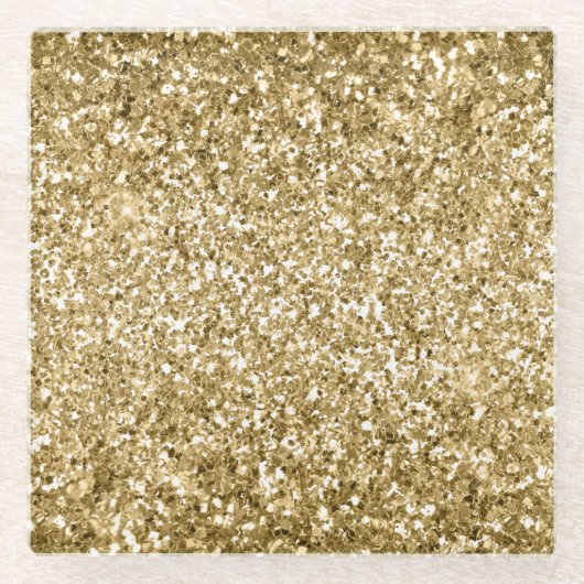 Glitzy Sparkle Gold Glitzer Glasuntersetzer (Vorderseite)