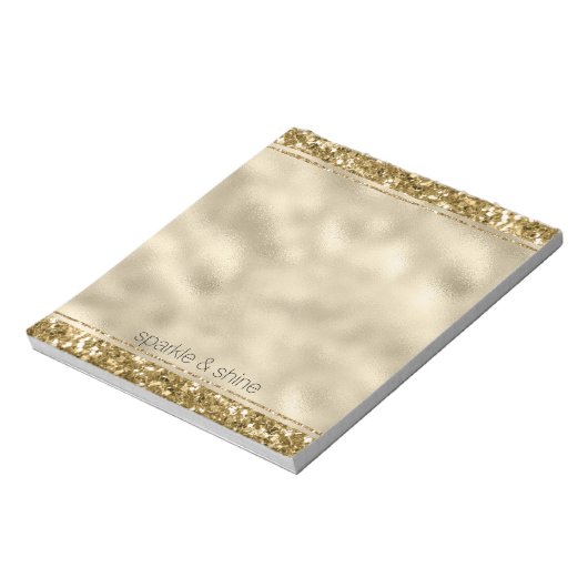 Glitzy Sparkle Gold Glitzer Notepad Notizblock (Rotiert)