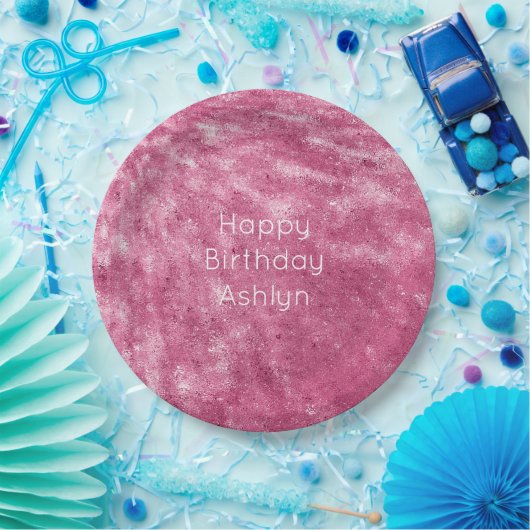 Glitzy Sparkle Pink Birthday Pappteller (Party)