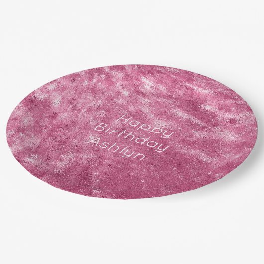 Glitzy Sparkle Pink Birthday Pappteller (Schrägansicht)