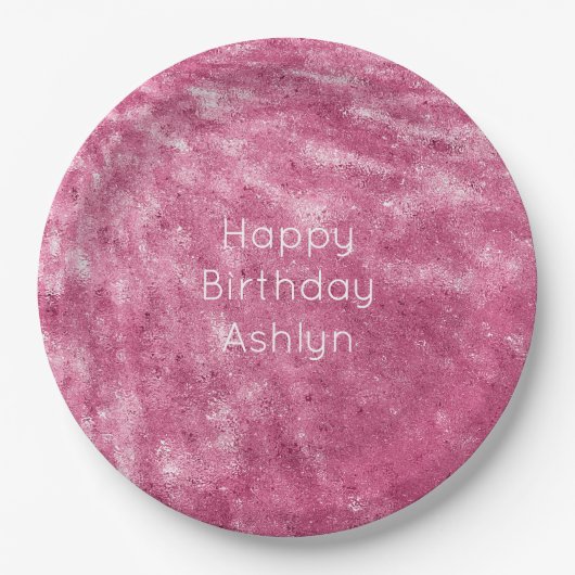 Glitzy Sparkle Pink Birthday Pappteller (Vorderseite)