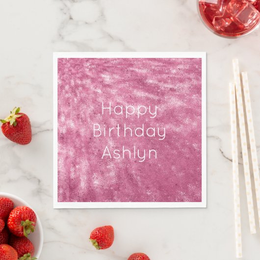 Glitzy Sparkle Pink Birthday Serviette (Beispiel)